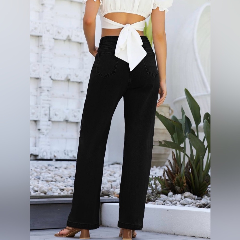 ETTELO Jeans High Waisted Straight Leg Loose Stretchy. Size:2 - Picture 5 of 16
